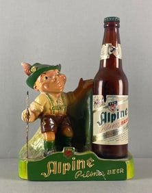 Plasto Fox Alpine Pilsner Beer Chalkware Advertising Back Bar Display