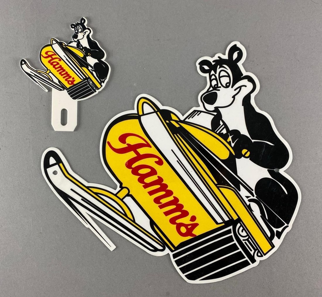 Group of 2 Hamm’s Beer Snowmobile Metal Advertising Signs (1 of 2)