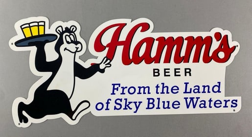 Hamm’s Beer Bear Waiter Metal Advertising Sign