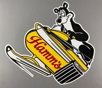Hamm’s Beer Bear Snowmobiling Metal Advertising Sign
