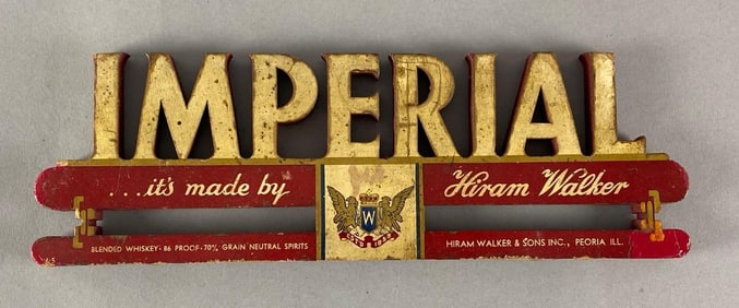 Hiram Walker Imperial Whiskey Wood Advertising Sign
