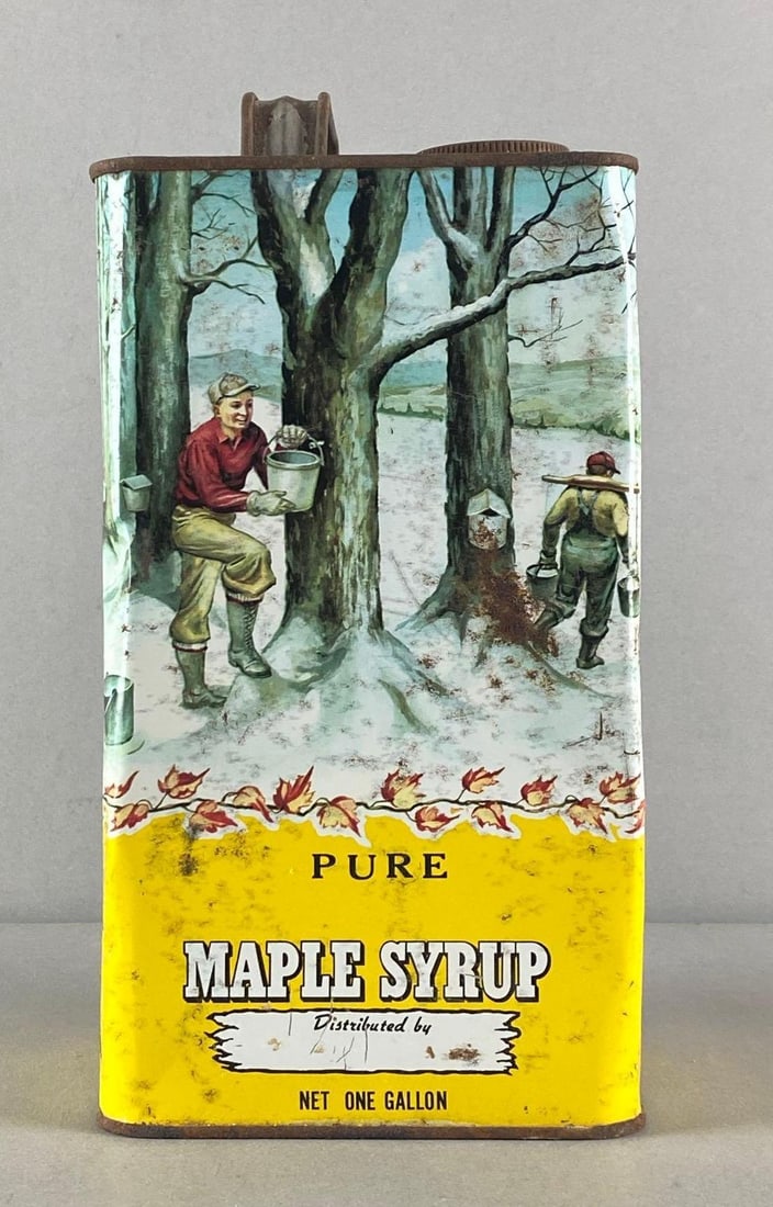 Pure Maple Syrup 1 Gallon Advertising Can: Empty, measures