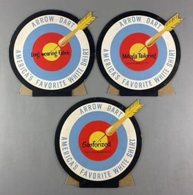 Group of 3 Vintage Mitoga Tailoring Arrow Dart Advertising Signs