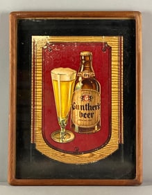 Vintage Gunther’s Beer Dry Lager Advertising Cardboard Sign