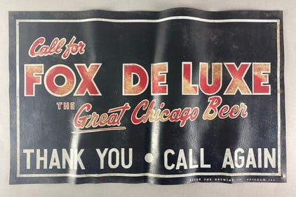 Call For Fox DeLuxe Beer Rubber Advertising Double-Sided Sign