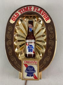 Pabst Blue Ribbon Old Time Flavor Light Up 3D Advertising Sign