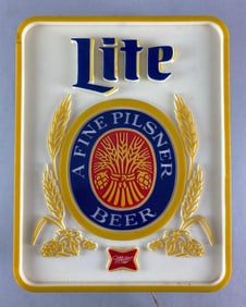 Miller Lite Beer Plastic Advertising Light Up Sign