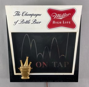 1960 Miller High Life Om Tap Bouncing Ball Advertising Light Up Motion Sign