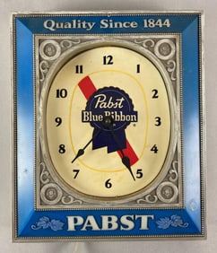 Pabst Blue Ribbon Beer Back Bar Advertising Light Up Clock