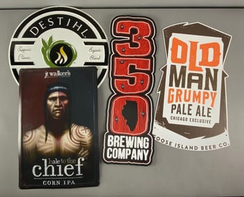 Group of 4 Breweries Metal Advertising Signs