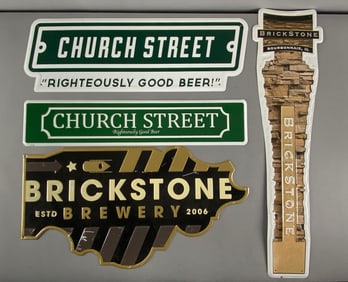 Group of 4 Breweries Embossed Metal Advertising Signs