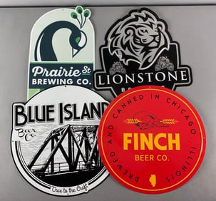 Group of 4 Breweries Embossed Metal Advertising Signs