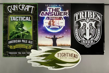 Group of 4 Breweries Metal Advertising Signs