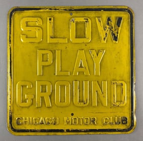 Slow Playground Chicago Motor Club Embossed Metal Sign