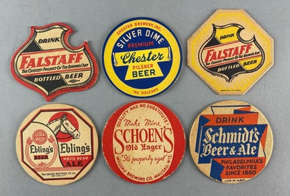 Group of 6 Vintage Beer Advertising Coasters