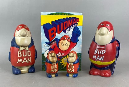 Group of Budweiser Bud Man Advertising Items
