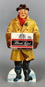 Vintage Black Label Holiday Man Cardboard Advertising Easel Back Sign
