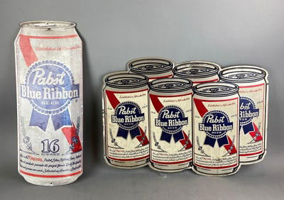 Group of 2 Pabst Blue Ribbon Advertising Beer Metal Signs