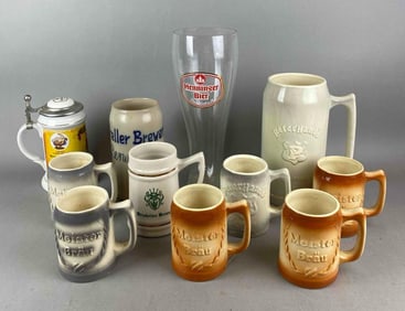 Group of Assorted Advertising Beer Steins