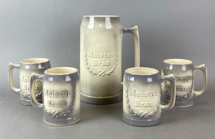 Vintage Meister Brau Advertising Tankard Set