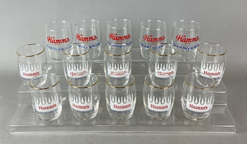 Group of Vintage Hamms Advertising Barrel Beer Glasses