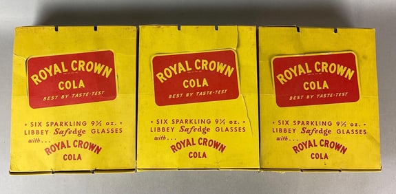 Group of Vintage Libbey Advertising Royal Crown Cola Glasses