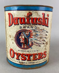 Vintage Daufuski Advertising Oyster Can