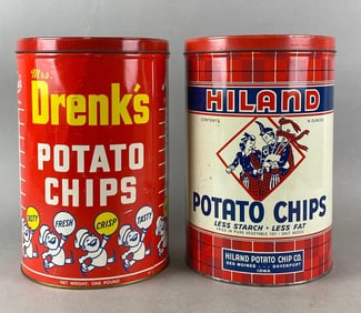 Group of 2 Vintage Advertising Potato Chip Tins