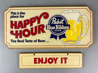 1984 Pabst Blue Ribbon Advertising Beer Wood Plaque