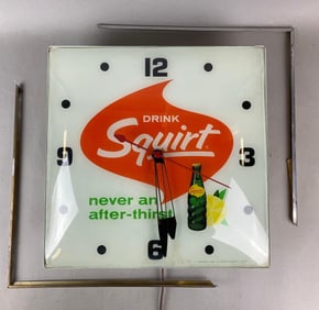 Vintage 1965 Squirt Advertising Soda Clock- Missing Frame