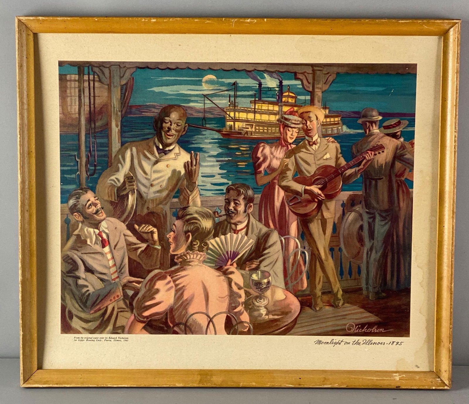 Gipps Beer Peoria IL. Moonlight on the Illinois Advertising Print (1 of 1)