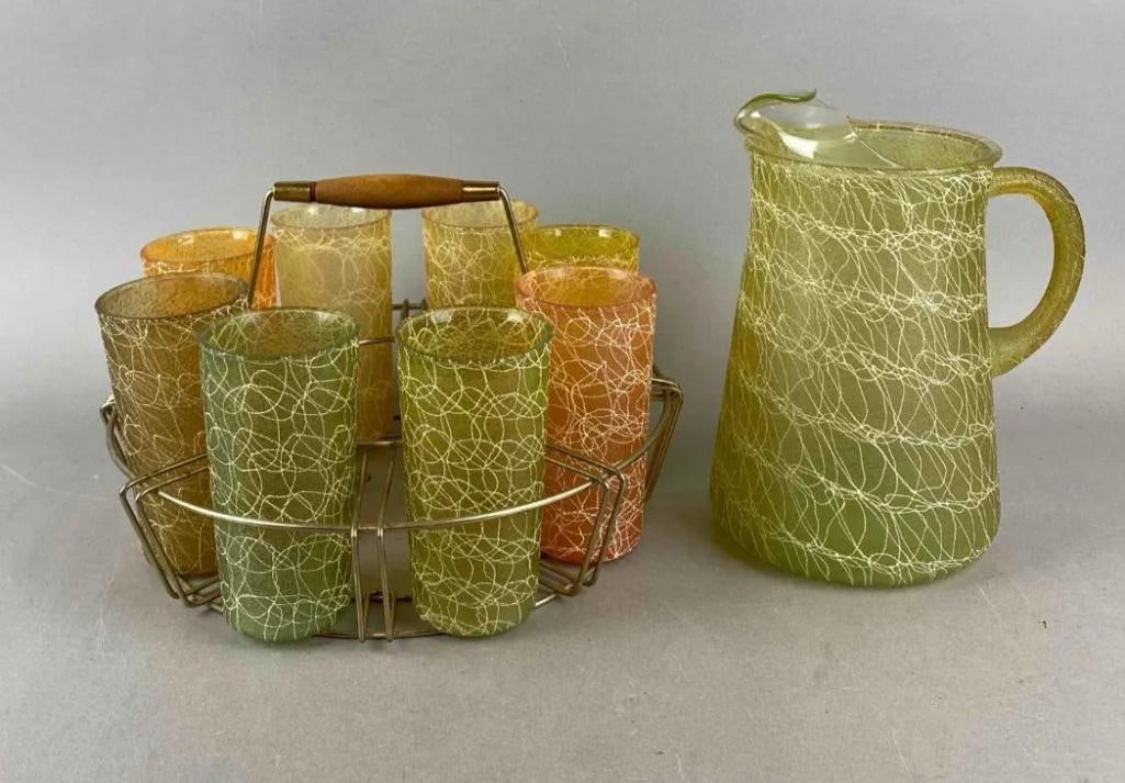 Group of 8 Vintage Spaghetti String Drinking Glasses and More (1 of 3)