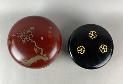 Group of 2 Japanese Lacquered Containers
