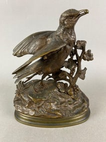 Antique Bronze Jules Moigniez Partridge Sculpture