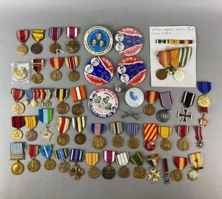 Group of Assorted Military Medals and More