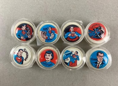 Group of 8 Vintage Superman Button Pins