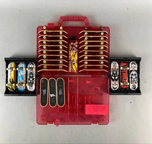 Group of Tech Decks and Carrying Case
