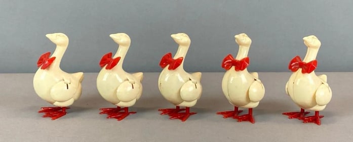 Group of 5 Vintage Goose Toys with Eggs