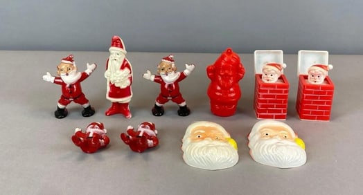Group of Assorted Santa Claus Christmas Decorations