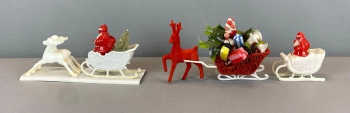 Group of 3 Santa Claus Sleighs Decorations