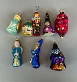 Group of Glass Christmas and Halloween Ornaments
