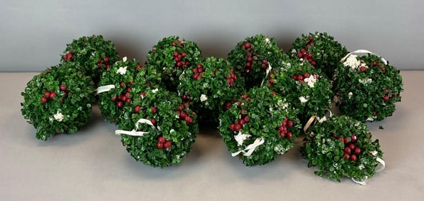 Group of Christmas Mistletoe Ball Decorations