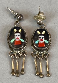 Beverly Etsate Silver Zuni Inlay Earrings