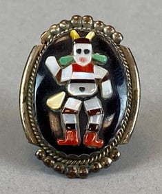 Beverly Etsate Signed Silver Zuni Inlay Ring