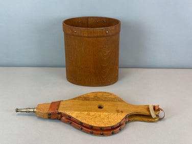 Fireplace Bellows and Bentwood Grain Measure