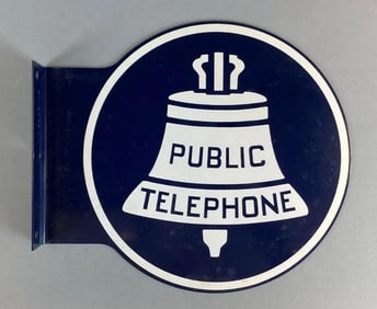 Reproduction Bell Public Telephone Metal Flange Advertising Sign