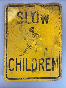 Vintage Slow Children Roadside Sign