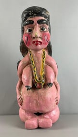 Vintage Carved Wood Folk Art Nude Woman Statue