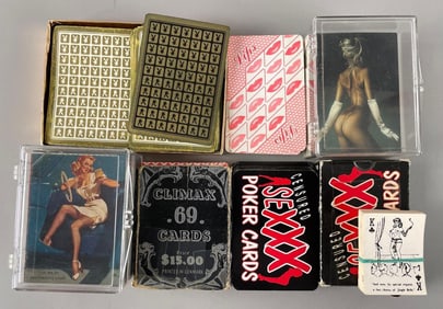 Group of Adult Erotic Playing Cards and More