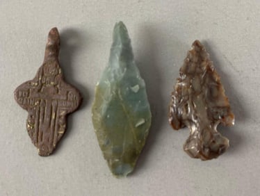 Group of 2 Native American Arrowheads and More